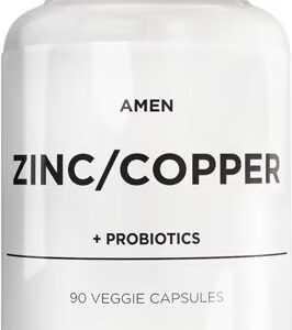 AMEN Zinco, Cobre e Probióticos - Picolinato de Zinco 50 mg - Suplemento Vegano - 90 Cápsulas