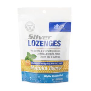 Pastilhas de prata American Biotech Labs Manuka Honey Mighty Mint - 21 pastilhas