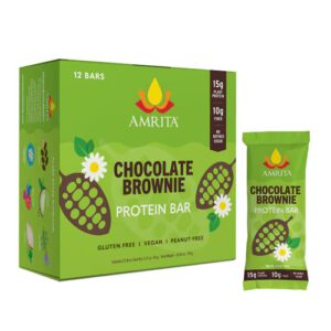 Barras de proteína vegetal Amrita Brownie de chocolate - 12 barras