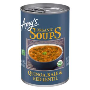 Sopa de quinoa, couve e lentilha vermelha da Amy's Organic Soups - 425 ml
