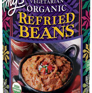 Feijão vegetariano orgânico refrito da Amy , suave com pimentas verdes - 425 g