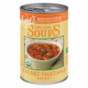Sopa de legumes orgânica com baixo teor de sódio e gordura da Amy's Soup - 425 g