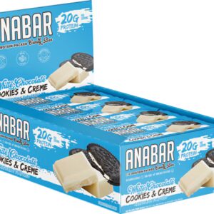Barra de proteína Anabar com chocolate branco e biscoitos e creme - 12 barras
