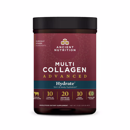 Pó Avançado de Multicolágeno Ancient Nutrition - Hidrate Limão Lima - 30 Porções