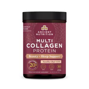 Proteína Multicolágeno Ancient Nutrition - Beleza + Suporte para Sono - Vanilla Chai - 16,5 oz