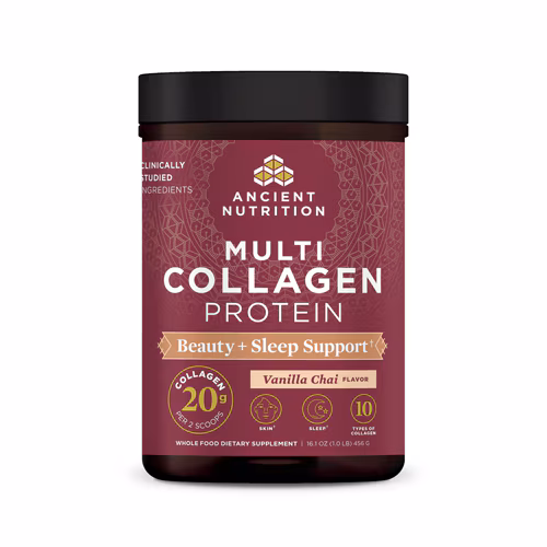 Proteína Multicolágeno Ancient Nutrition - Beleza + Suporte para Sono - Vanilla Chai - 16,5 oz
