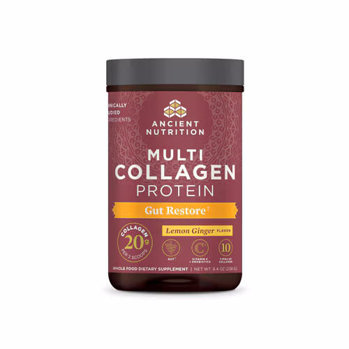 Proteína Multicolágeno Ancient Nutrition Gut Restore Limão Gengibre - 8,4 oz