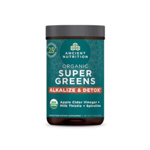 Ancient Nutrition Organic SuperGreens + Alcalinizante e Desintoxicante -- 25 Porções