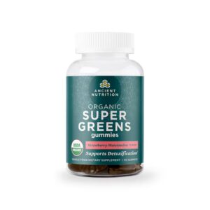 Ancient Nutrition Organic SuperGreens Gomas de Morango e Melancia - 50 Gomas