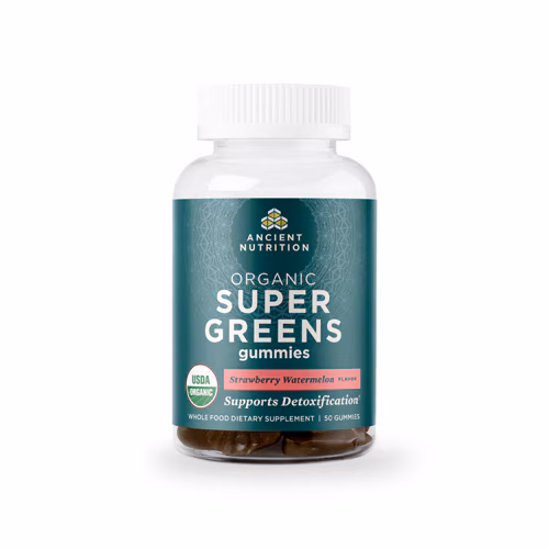 Ancient Nutrition Organic SuperGreens Gomas de Morango e Melancia - 50 Gomas