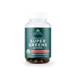 Ancient Nutrition Organic SuperGreens Gomas de Morango e Melancia - 100 Gomas