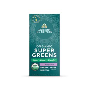 SuperGreens em pó orgânico de frutas vermelhas da Ancient Nutrition - 16 pacotes