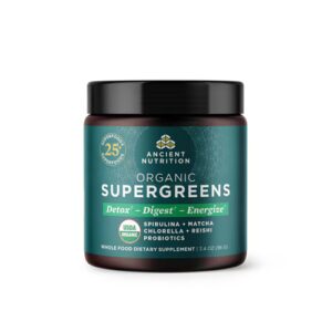 Pó SuperGreens Orgânico da Ancient Nutrition , Detox Digest Energize, 12 porções — 3,4 oz