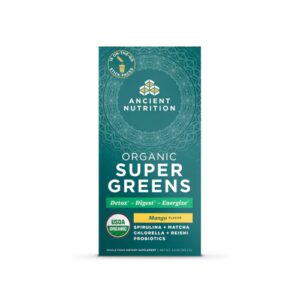 Pó de manga SuperGreens orgânico da Ancient Nutrition - 16 pacotes