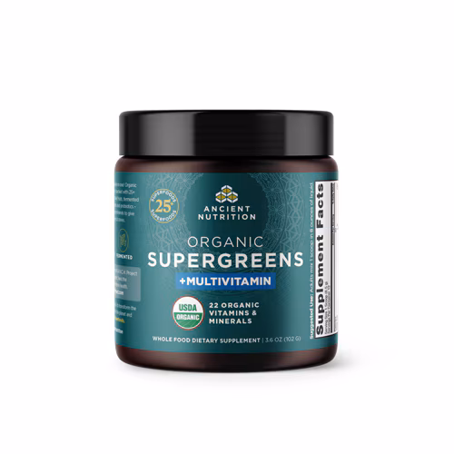 Ancient Nutrition Organic SuperGreens em pó + multivitamínico, 12 porções — 3,6 oz