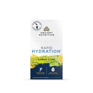 Pó de hidratação rápida Ancient Nutrition com limão e lima - 16 pacotes