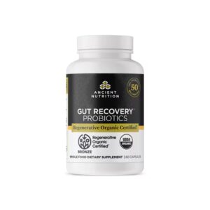 Probióticos para recuperação intestinal com certificação orgânica regenerativa da Ancient Nutrition - 50 bilhões de UFC - 60 cápsulas
