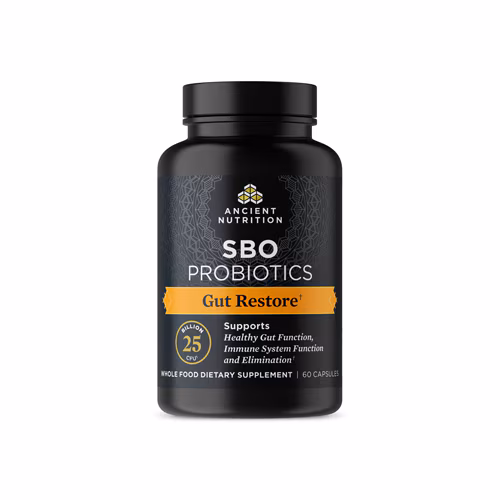 Probióticos SBO da Ancient Nutrition para Restauração Intestinal - 25 bilhões de UFC - 60 Cápsulas