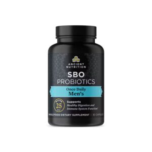 Probióticos SBO da Ancient Nutrition para homens, dose única diária — 25 bilhões de UFC — 30 cápsulas