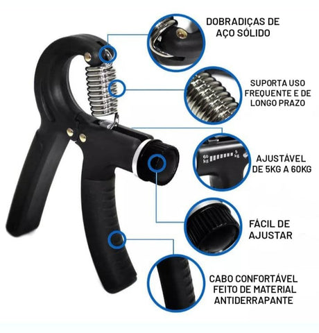 Flexor Force - Antebraços Fortes e Grandes Hand Grip Resistente e Regulável 10 a 60kg