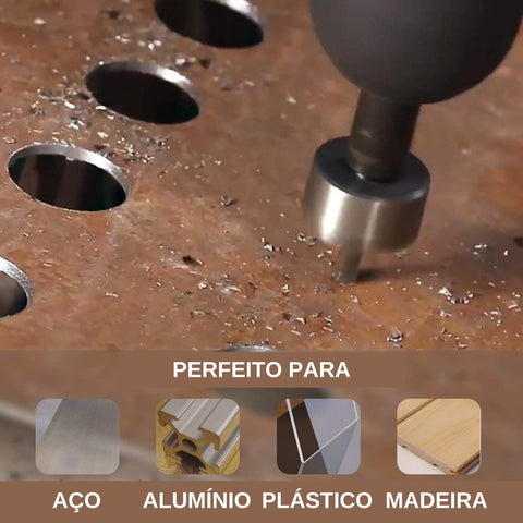 Kit 5 Brocas Serra Copo Titânio Binox para Ferro Aço Metal