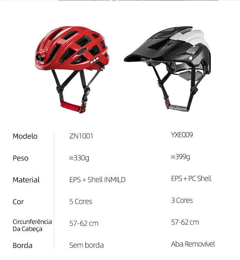 Capacete Ciclismo com Lanterna Profissional Masculino/Feminino RockBros