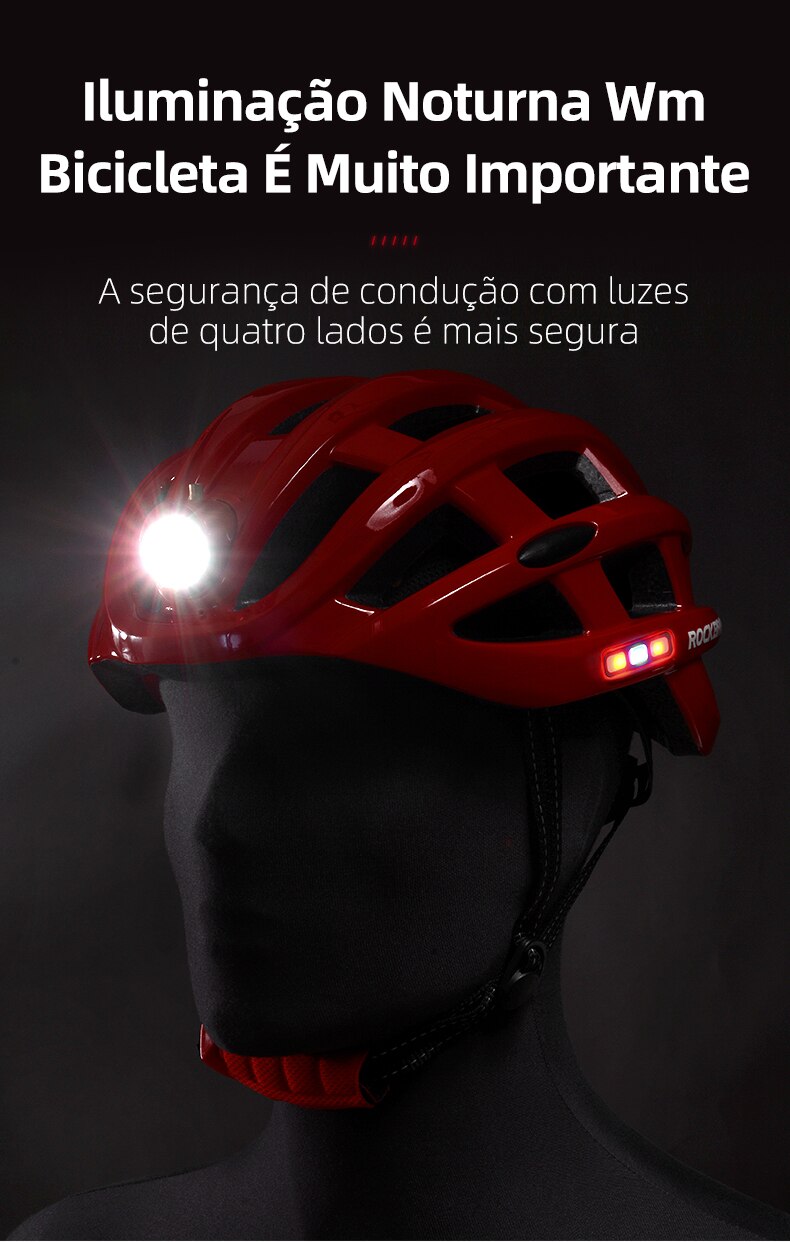 Capacete Ciclismo com Lanterna Profissional Masculino/Feminino RockBros