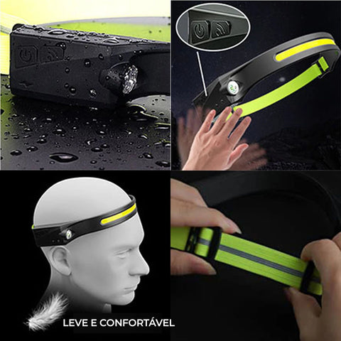 Lanterna de Cabeça Recarregável USB com Sensor - LightVision