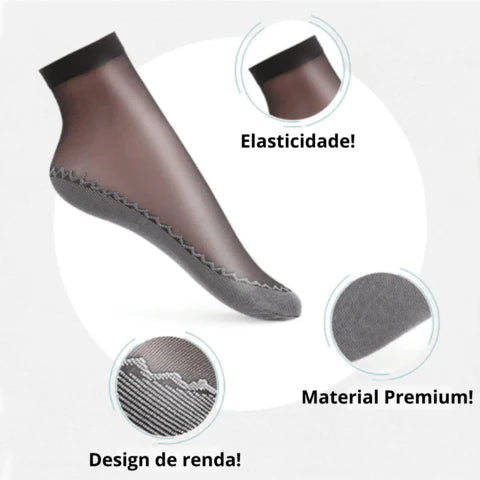 10 Pares de Meias Feminina de Algodão Antiderrapante Sedosas