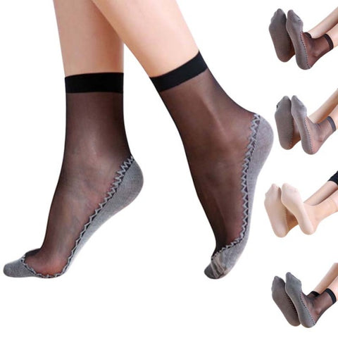 10 Pares de Meias Feminina de Algodão Antiderrapante Sedosas